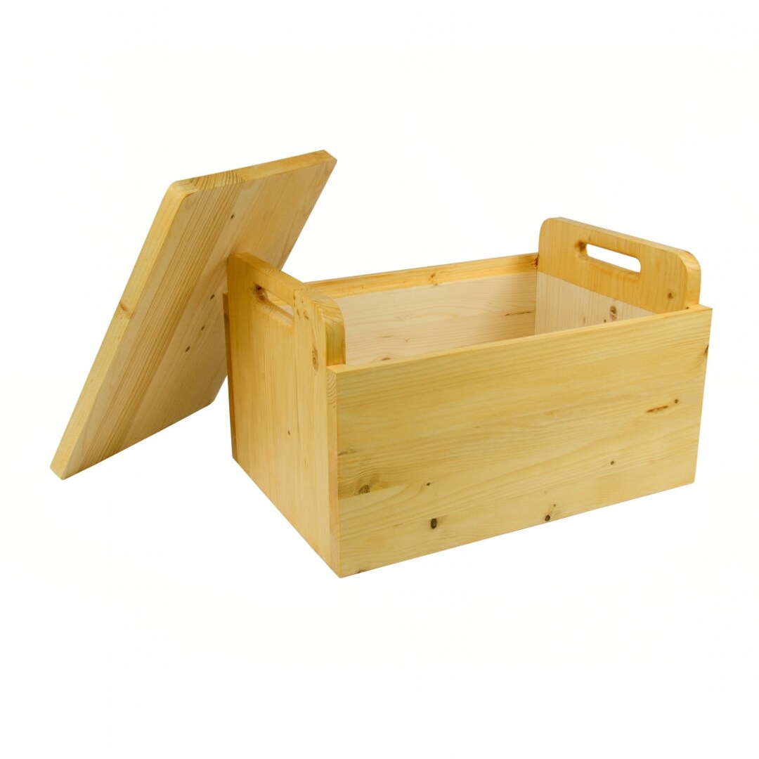 Wooden Bread Box With Lid and Handles Etsy