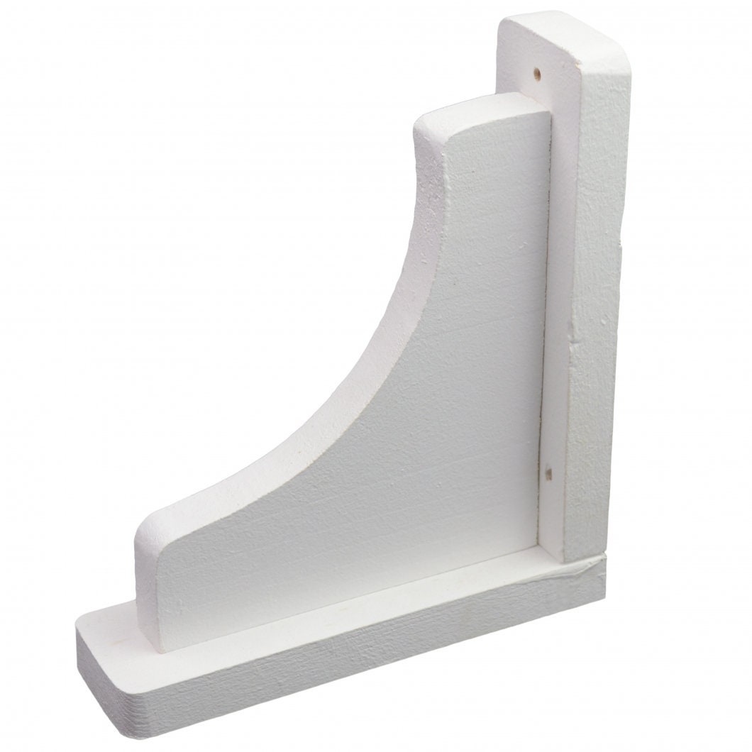20cm Set 2 X Pine Wooden Shelf Brackets White Finish Gallows Bracket