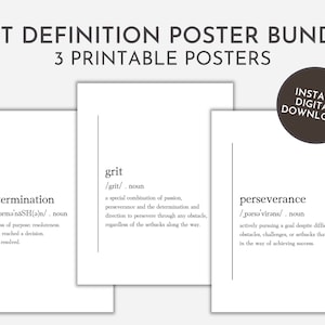 Grit Definition Print Set: Inspirational Office Decor (Digital Download)