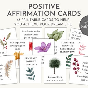 Cartes d'affirmation positive, cartes de motivation, affirmations imprimables, cartes de manifestation, pont d'affirmation, affirmation quotidienne positive