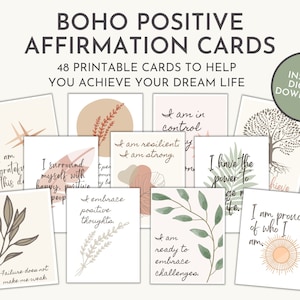 Cartes d'affirmation Boho, cartes de motivation BOHO, affirmations imprimables, cartes de manifestation, pont d'affirmation, affirmation quotidienne positive