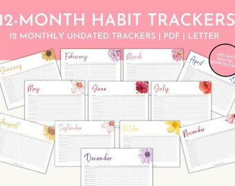 Seguimiento mensual de hábitos imprimible: Reto de 30 días (Carta en PDF)