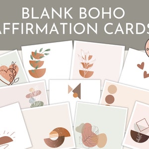 84 cartes d'affirmation vierges imprimables, cartes d'affirmation BOHO, cartes de correspondance vierges, cartes d'écriture vierges, imprimables BOHO Vision Board