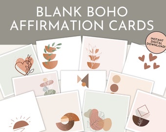 84 tarjetas de afirmación imprimibles, tarjetas de afirmación BOHO, tarjetas de notas en blanco, tarjetas de escritura en blanco, tableros de visión BOHO imprimibles