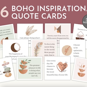 Tarjetas de citas inspiradoras BOHO, Tarjetas de atención plena BOHO, Mensajes inspiradores, Tarjetas positivas BOHO, Tarjetas motivacionales, Afirmaciones Boho