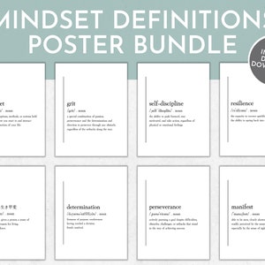 Mindset definitie afdrukbare bundel | Set van 8 | Definitieposter | Definitie Afdrukken | Definitie Citaat | Directe download