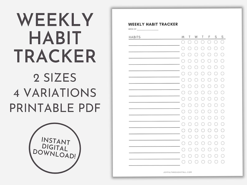 Weekly Habit Tracker Printable Printable Habit Tracker Template
