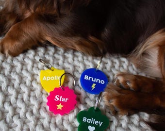 Dog Tag |Custom Acrylic Pet ID Tag| Dog Tags| Personalized Dog Cat Collar Charm