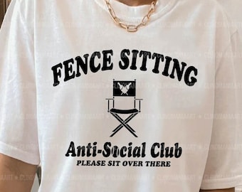Funny Baseball SVG: Fence Sitting Anti-Social Club (Digital Download)