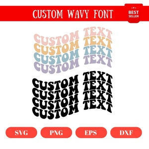 Custom Text Svg, Custom Wavy Letters Svg Png, Custom Order Svg, Wavy Stacked Svg, Colorful Stacked Wavy Letters, Custom Boho Svg