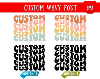 Custom Wavy Letters Svg Png, Custom Order Svg, Wavy Stacked Svg, Stacked Wavy Letters, Custom Retro Svg, Vintage Svg