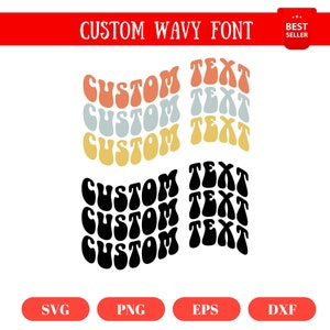 Custom Wavy Text SVG: Colorful Stacked Letters (Digital Download)