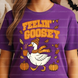 Cozy Goose Autumn PNG: Fall Animal Shirt Design (Digital Download)