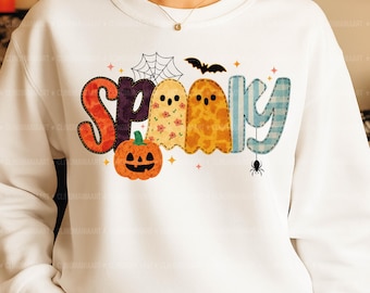 Preppy Halloween Spooky Png,  Floral Ghost Fall Pumpkin Png, Ghost Patchwork Png, Funny Halloween Png, Spooky Sublimation, Spooky Season Png