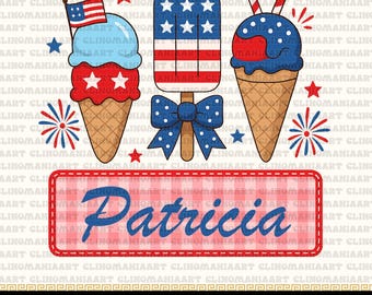 Custom 4th of July Kids PNG: Patriotic Ice Cream Design (Digital Download)