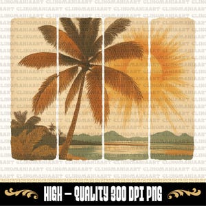 Vintage Sunset PNG: Retro Palm Tree Design (Digital Download)