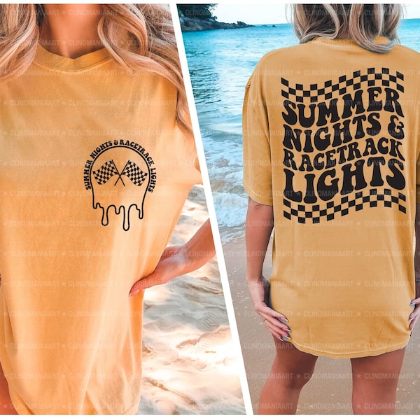 Summer Nights and Racetrack Lights Svg, Race Life Svg, Racing Shirt Svg, Race Day Svg, Race Vibes Svg, Summer Race Svg, Race Flag Svg