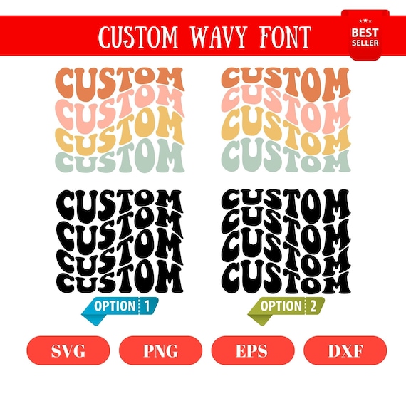 Custom Wavy Letters Svg Png, Custom Order Svg, Wavy Stacked Svg, Stacked Wavy Letters, Custom Retro Svg, Vintage Svg