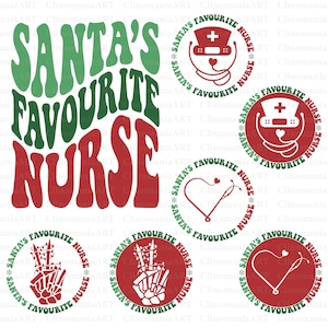 L&#39;infirmière préférée du père Noël, Svg infirmière, Noël infirmière Svg, infirmière vie Svg, chemise Noël Svg, père Noël Svg, Svg joyeux Noël