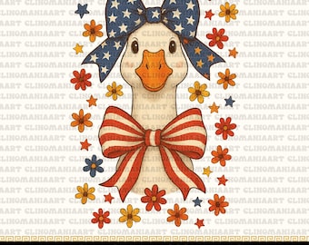 4th Of July Goose Png, Floral Goose Png, Coquette American Png, Memorial Day Png, 4th of July Png, Patriotic Png, Fourth Of July Png