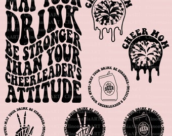 Funny Cheer Mom SVG Bundle: Drink Stronger Attitude (Digital Files)
