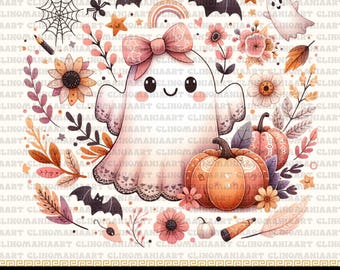 Boho Floral Ghost Png, Boho Pumpkins Png, Fall Design Png, Autumn Png, Retro Fall Png, Pumpkin Sublimation, Fall Shirt Png, Thanksgiving Png