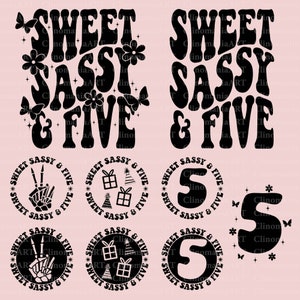 Dulce Sassy y Cinco Svg, Divertido Cumpleaños Svg, 5.º Cumpleaños Svg, Camiseta de Cumpleaños Svg, Fiesta de Cumpleaños Svg, Niño Svg, Niños Divertidos Svg