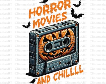 Horror Movies and Chill Png, Funny Halloween Png, Horror Movie Png, Spooky Season Png, Halloween Shirt, Sticker Mug Png, Retro Halloween