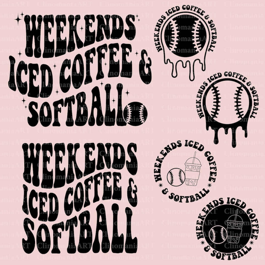 Weekends Iced Coffee and Softball Svg, Softball Shirt Svg, Iced Coffee