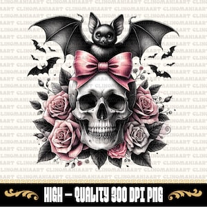 Halloween Skeleton and Bats Png, Coquette Bow Png, Spooky Season Png, Halloween Bow Png, Halloween Coquette, Halloween Design, Bats Png