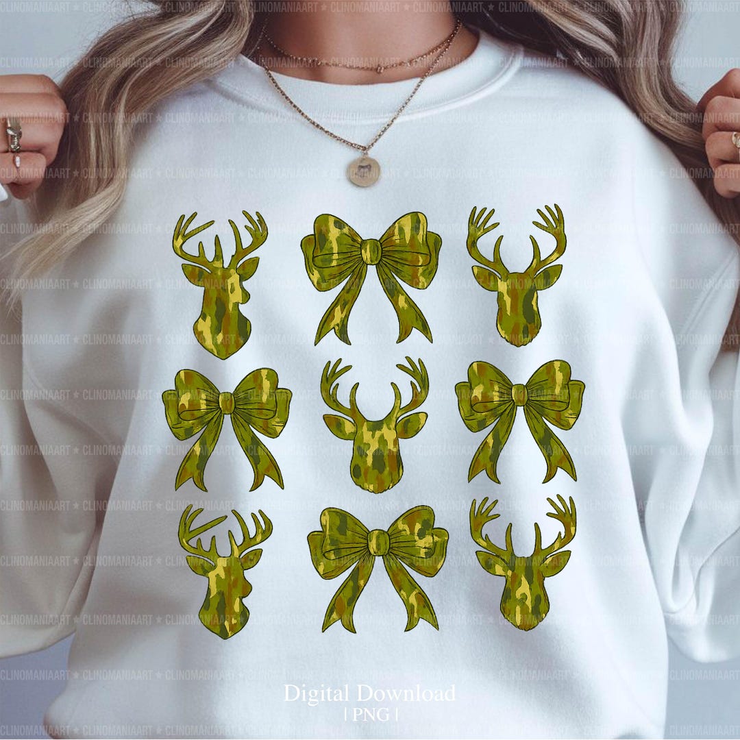 Camo Coquette Bow Png, Deer Hunt Png, Hunting Season Png, Old School ...