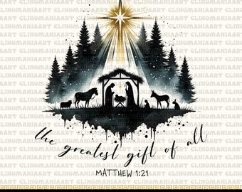 Boho Nativity Scene PNG: Christian Christmas Digital Art