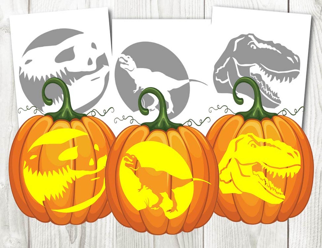 T-rex Pumpkin Carving Stencil Dinocsaur Halloween