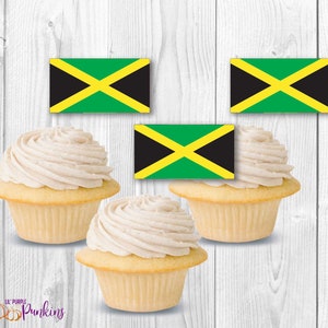 Jamaica Flag Cupcake Toppers, Instant Download, Digital PDF File