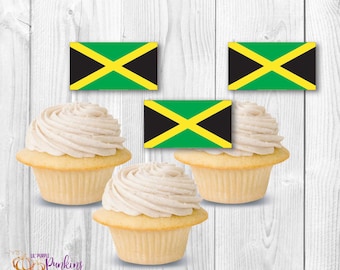 Toppers de cupcakes de bandera de Jamaica, descarga instantánea, archivo PDF digital