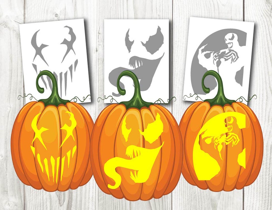 Halloween Venom Stencils Pumpkin Carving Template Digital