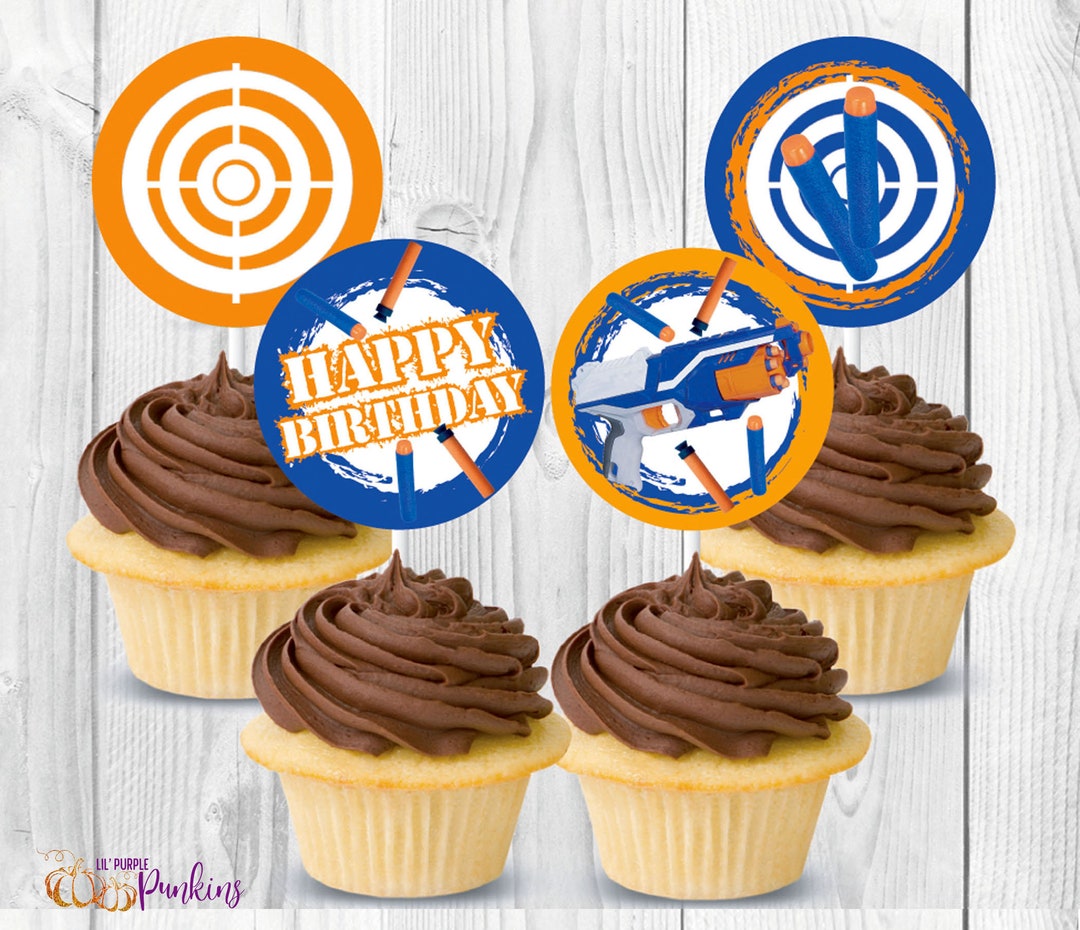 Dart Blaster Party Cupcake Toppers, Instant Download, Digital PDF File ...