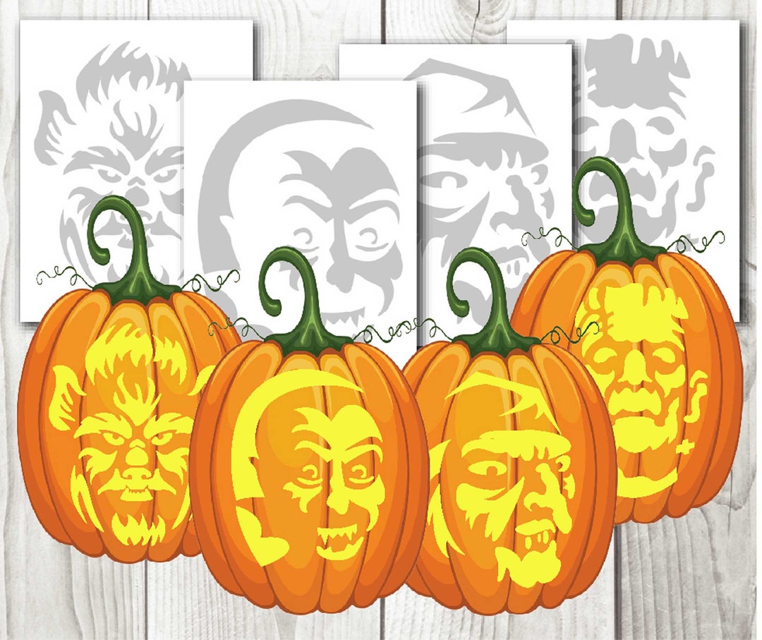 Halloween Monsters Pumpkin Templates Vampire Witch Frankenstein halloween-monsters-pumpkin-templates-vampire-witch-frankenstein