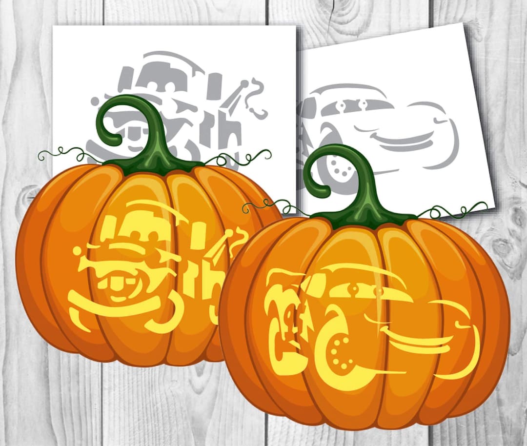 Halloween Cars Pumpkin Carving Stencil Templates Instant