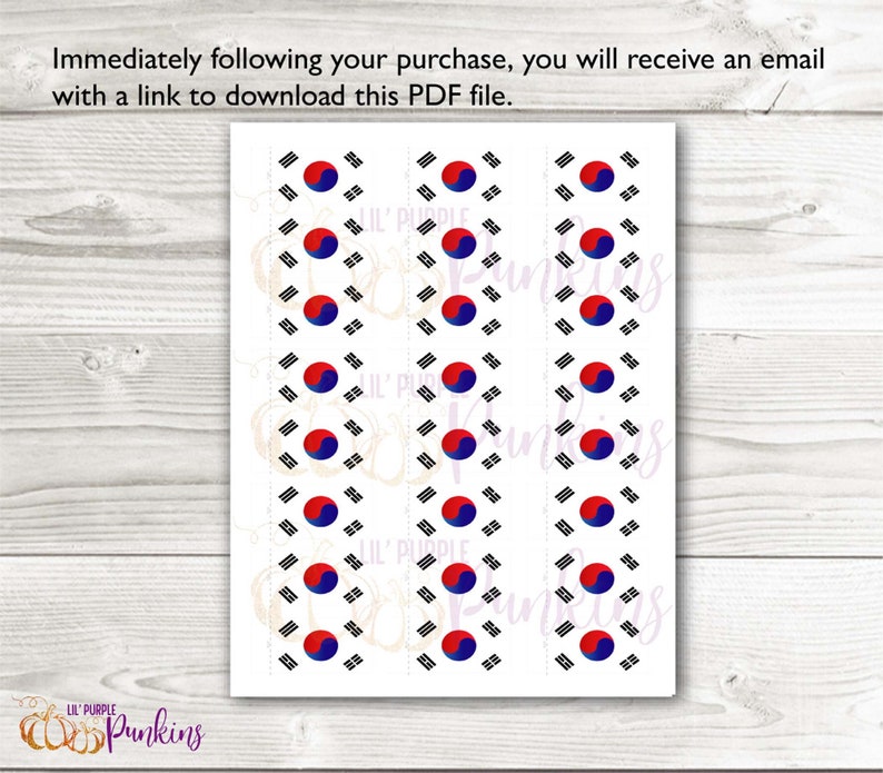 South Korea Flag Cupcake Topper Instant Download Digital PDF Etsy