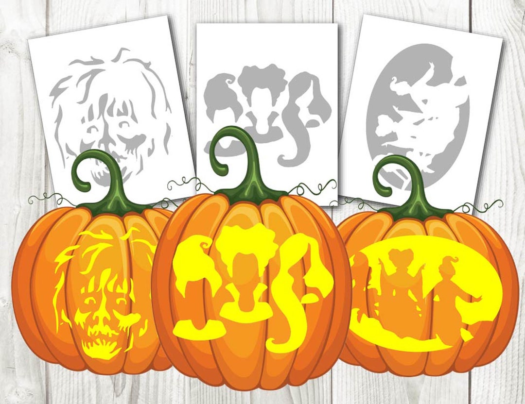 Halloween Hocus Pocus Pumpkin Carving Stencil Witch Zombie