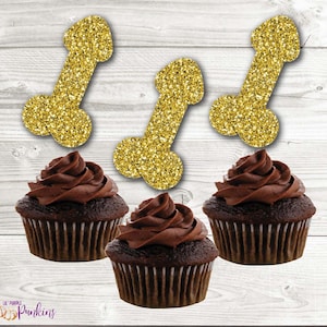 Gold Glitter Penis Cupcake Topper, Confetti, Stagette, Stag