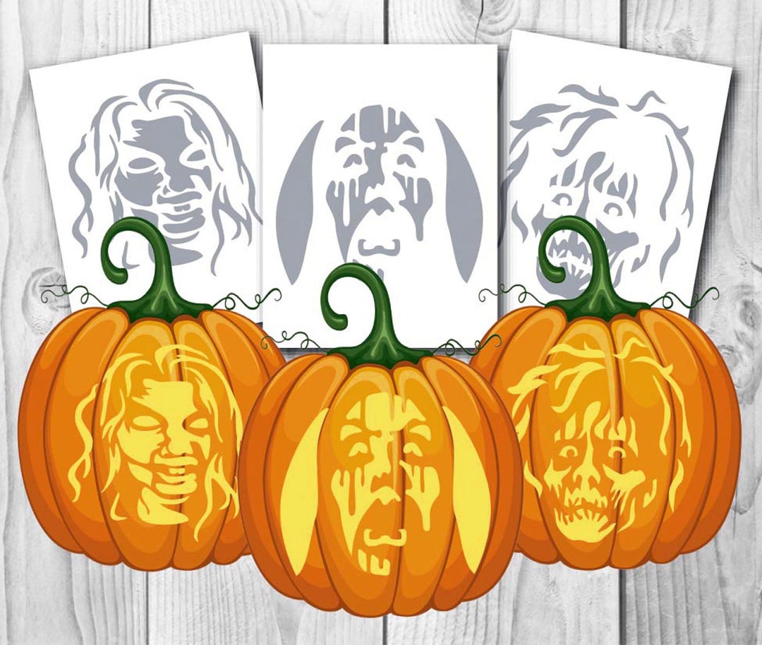 Halloween Zombies Pumpkin Carving Stencil Templates