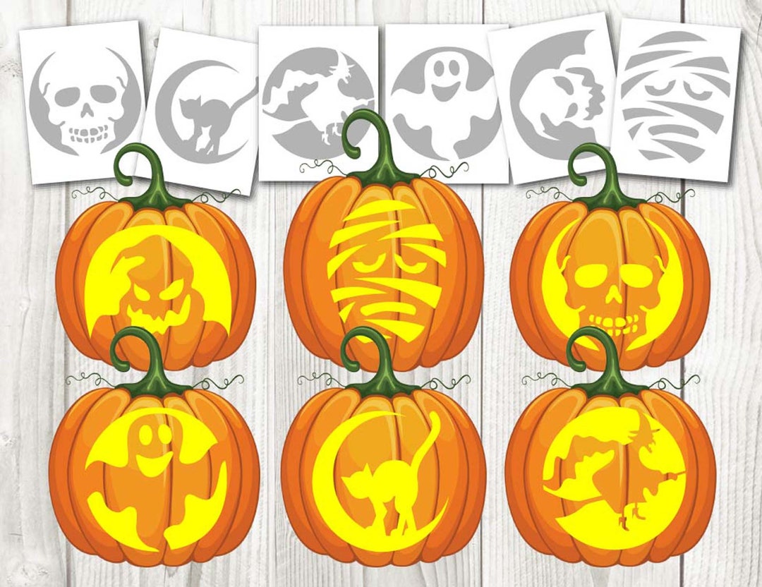 Halloween Pumpkin Patterns Stencils Templates Mummy Skull