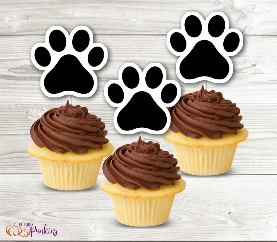 Paw Print Cupcake Toppers, Dog, Cat, Pet Birthday, Instant Download ...