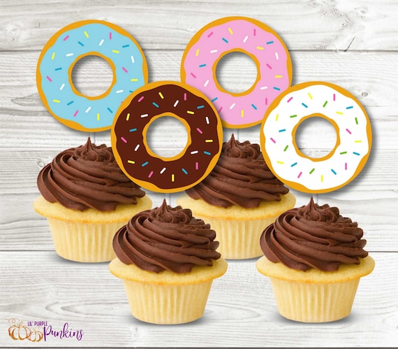 Donut Party Cupcake Toppers Instant Download Digital PDF - Etsy