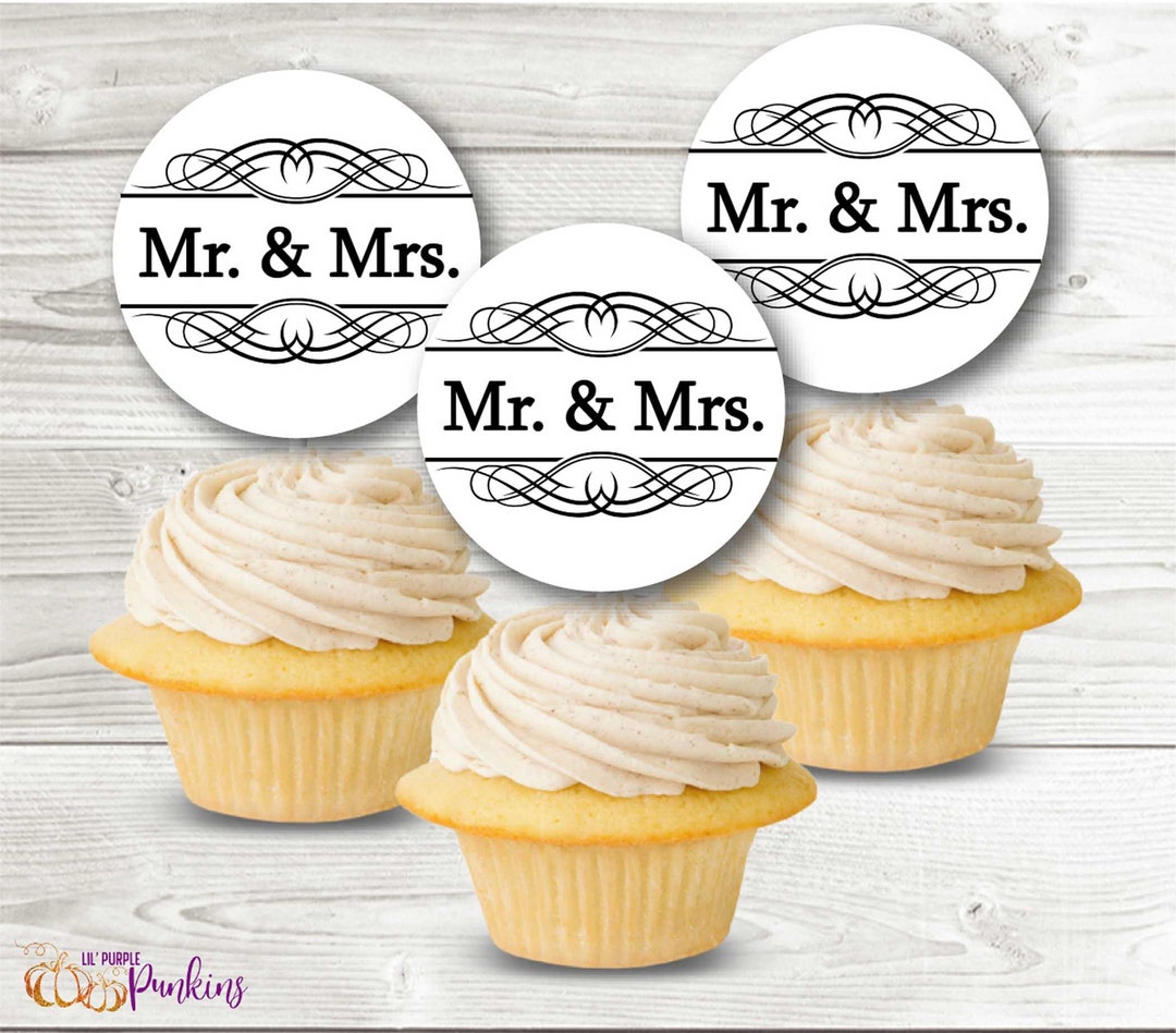 Printable Cupcake Toppers Wedding Bells Black And White DIY INSTANT ...