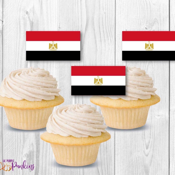Drapeau de l'Egypte Cupcake Topper, téléchargement immédiat, fichier PDF numérique