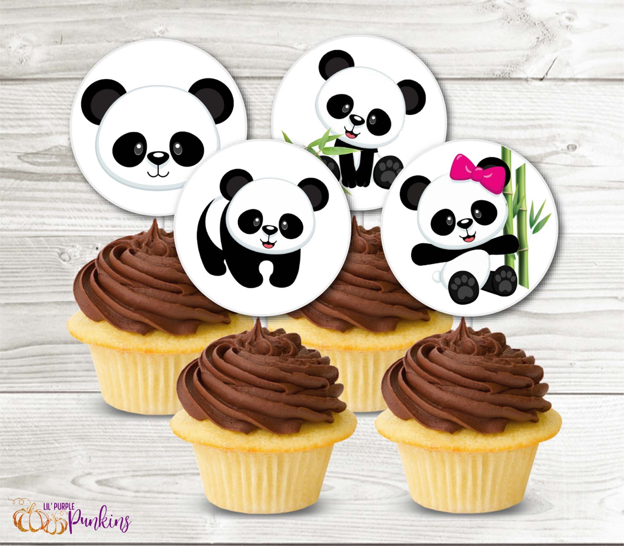 Cute Panda Cupcake Topper Bamboo Instant Download Digital - Etsy