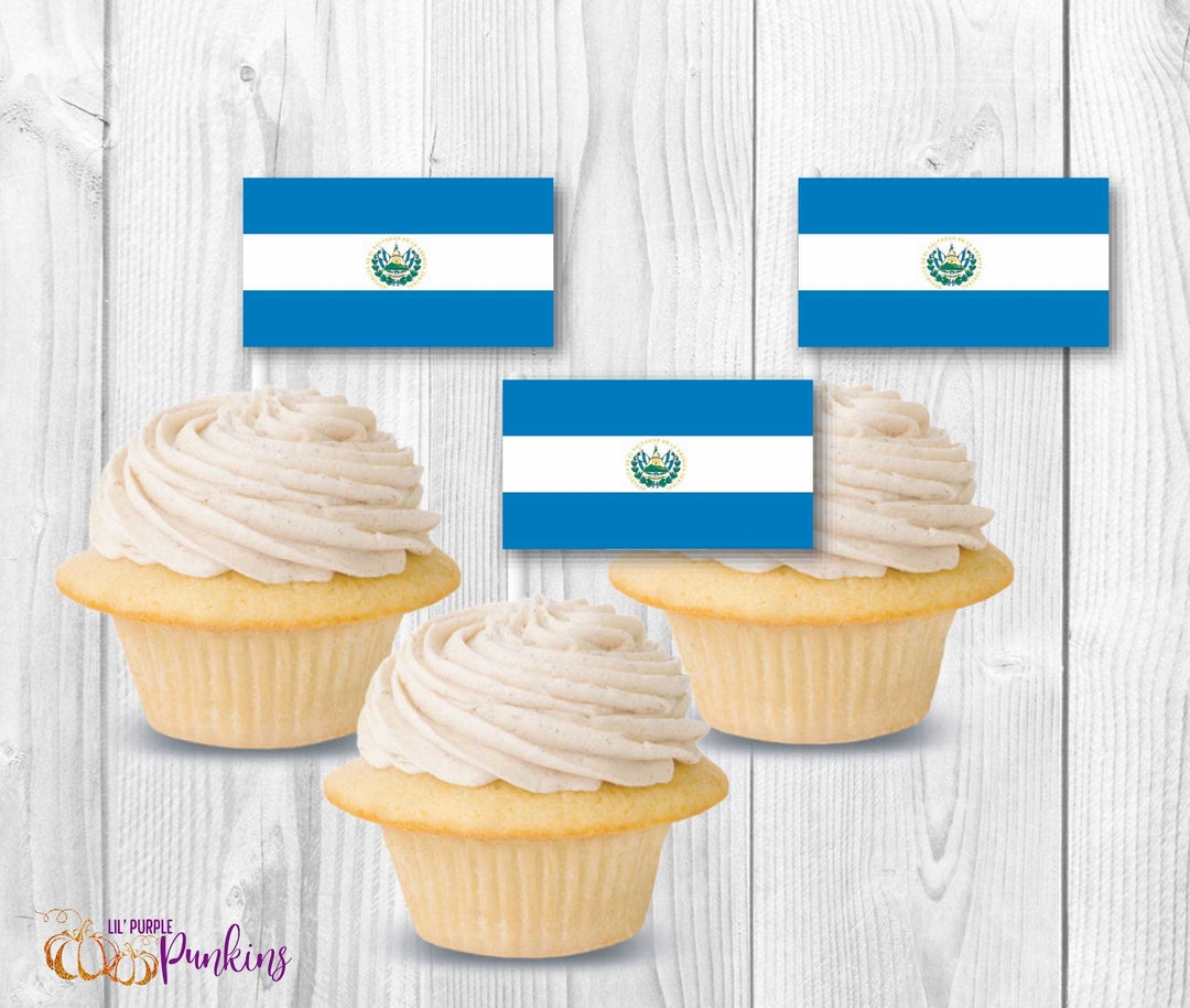 El Salvador Flag Cupcake Toppers, Instant Download, Digital PDF File - Etsy